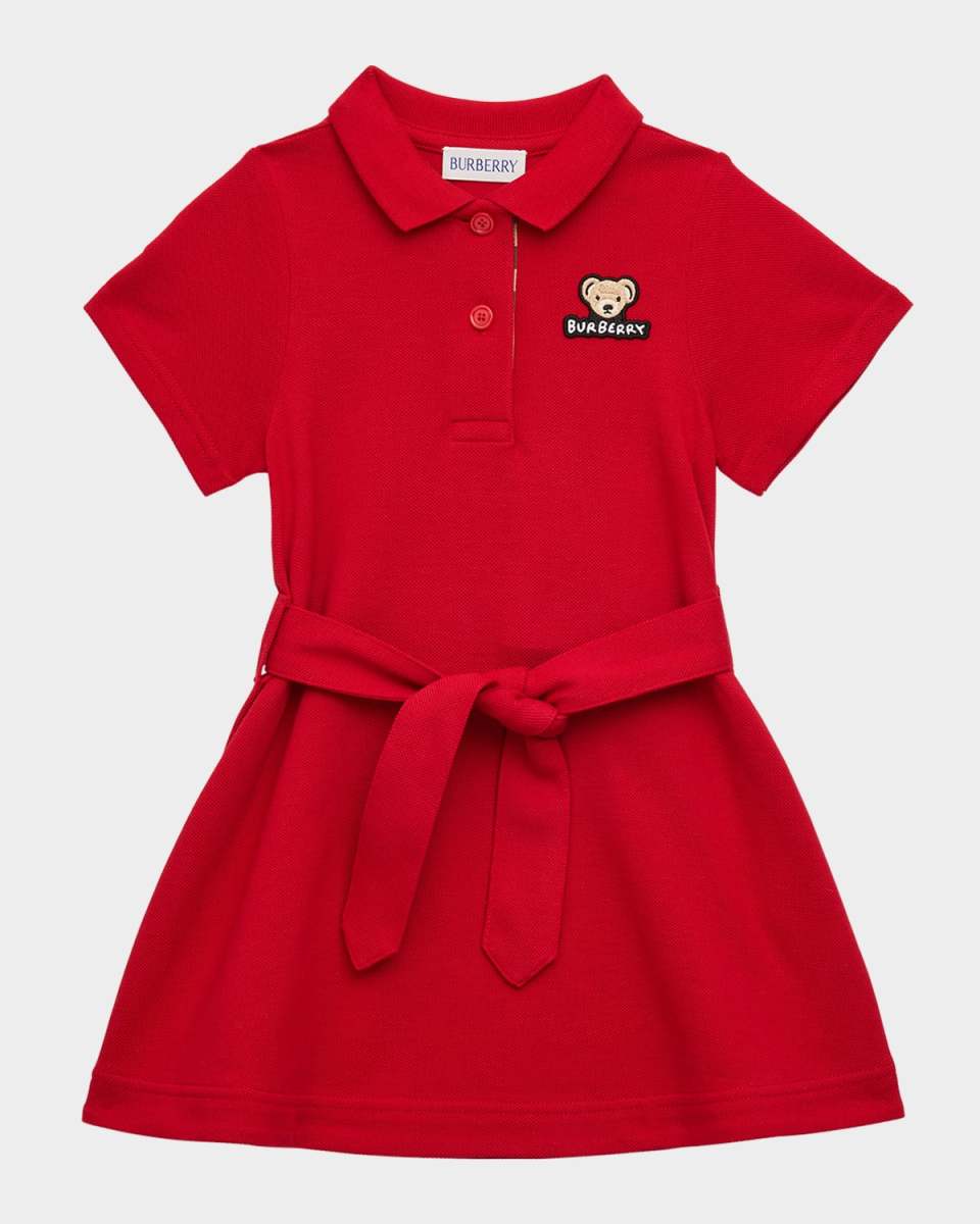 Girl's Astrid Bear Patch Polo Dress, Size 6M-